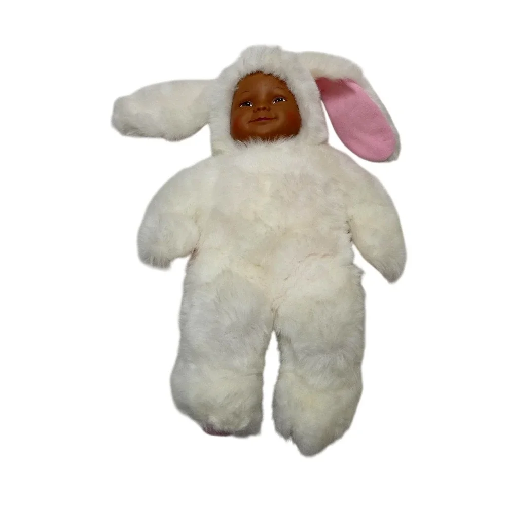 Vintage UNIMAX Toys 15in Baby Doll White Bunny Costume Soft Body Plush‎ Easter